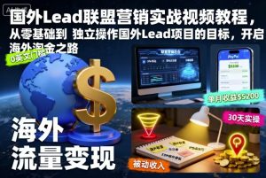 国外Lead联盟营销实战视频教程,从零基础到独立操作国外Lead项目的目标,开启海外淘金之路-宝藏屋创业网