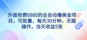 外面收费6980的全自动撸美刀项目,可批量,每天30分钟,无脑操作,当天收益5张-宝藏屋创业网