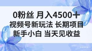 0粉丝月入4.5k+,视频号新玩法,长期项目新手小白当天见收益-宝藏屋创业网