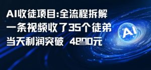 AI收徒项目全流程拆解一条视频收了三十几个徒弟,当天利润突破1k-宝藏屋创业网