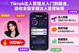 Tiktok达人管理从入门到精通,助你全面掌握达人管理秘籍-宝藏屋创业网