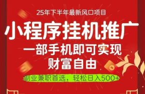一部手机即可实现财富自由,微信小程序推广最新玩法教学,操作简单容易上手【揭秘】-宝藏屋创业网