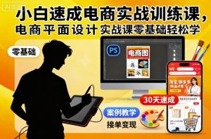 小白速成电商实战训练课,电商平面设计实战课零基础轻松学-宝藏屋创业网