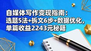 自媒体写作变现指南:选题5法+拆文6步+数据优化,单篇收益2243元秘籍-宝藏屋创业网