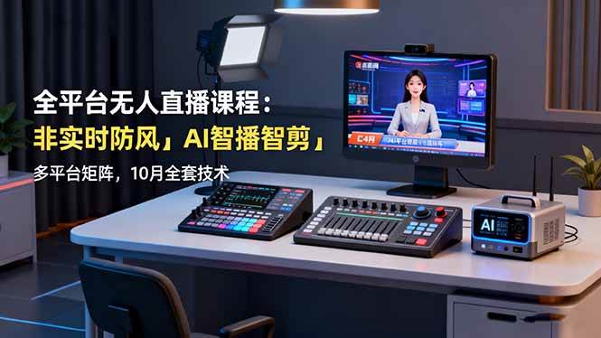 (16279期)全平台无人直播课程:非实时防风+AI智播智剪+多平台矩阵,10月全套技术
