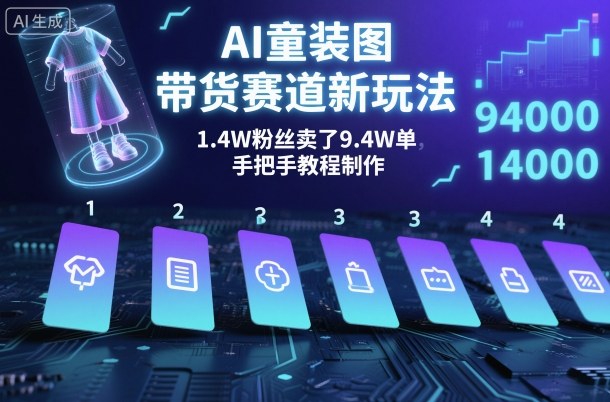 AI童装图文带货赛道新玩法，1.4W粉丝卖了9.4W单，手把手教程制作-宝藏屋创业网