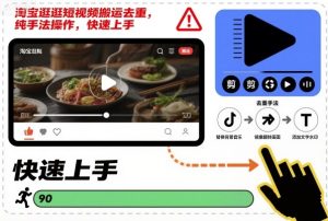 淘宝逛逛短视频搬运去重,纯手法操作,快速上手-宝藏屋创业网