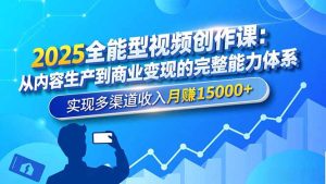 2025全能型视频创作课：从内容生产到商业变现的完整能力体系，实现多渠道收入月赚15000+-宝藏屋创业网