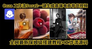 coze智能体sora2一键生成电商带货高端视频工作流保姆级拆解教程，无需剪辑，无需拍摄-宝藏屋创业网