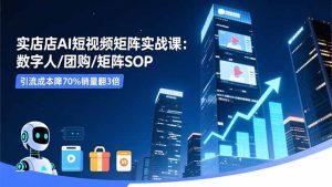 实体店AI短视频矩阵实战课：数字人/团购/矩阵SOP，引流成本降70%销量翻3倍-宝藏屋创业网