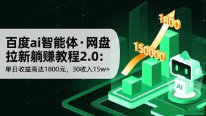 百度ai智能体·网盘拉新躺赚教程2.0：单日收益高达1800元，30收入15w+-宝藏屋创业网
