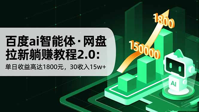 百度ai智能体·网盘拉新躺赚教程2.0：单日收益高达1800元，30收入15w+-宝藏屋创业网