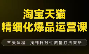 猫课子幽·淘宝天猫精细化爆品运营【音频+字幕+文档】(9月12-14杭州线下课)-宝藏屋创业网