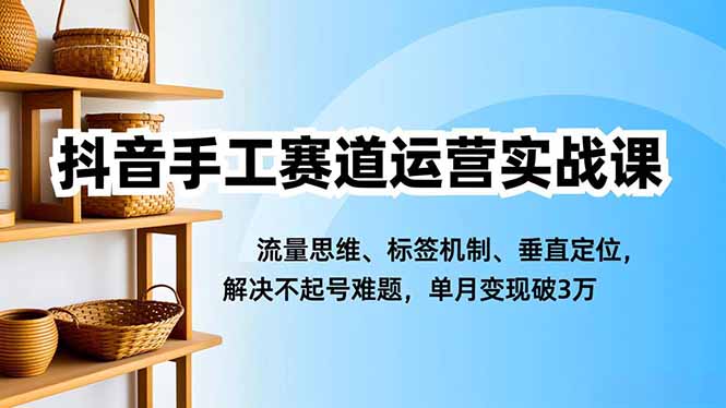 抖音手工赛道运营实战课,流量思维、标签机制、垂直定位,解决不起号难题,单月变现破3万-宝藏屋创业网