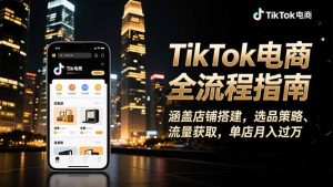 TikTok电商全流程指南，涵盖店铺搭建、选品策略、流量获取，单店月入过万-宝藏屋创业网