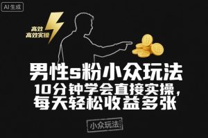 男性s粉小众玩法，10分钟学会直接实操，每天轻松收益多张【附带教程】-宝藏屋创业网