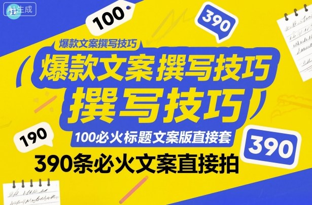爆款文案撰写技巧，100个必火标题文案模版直接套，390条必火文案直接拍-宝藏屋创业网
