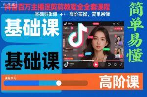 抖音百万主播混剪教程全套课程,基础剪辑课+高阶实操,简单易懂-宝藏屋创业网