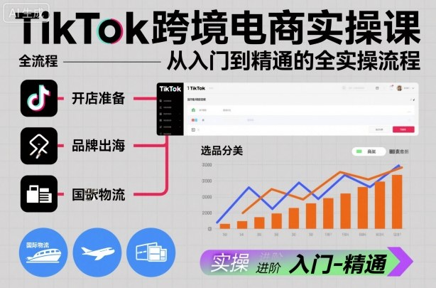 TikTok跨境电商实操课,从入门到精通的全实操流程-宝藏屋创业网