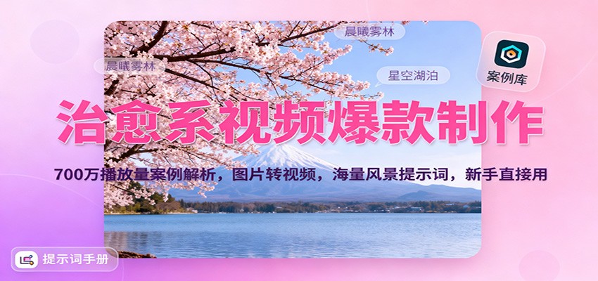 治愈系视频爆款制作，700万播放量案例解析，图片转视频，海量风景提示词，新手直接用-宝藏屋创业网