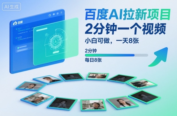 百度AI拉新项目，2分钟一个视频，小白可做，一天8张【附案例+保姆级教程】-宝藏屋创业网