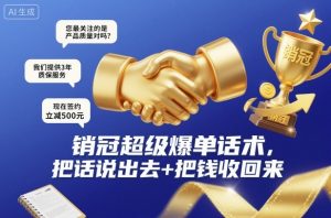 销冠超级爆单话术,把话说出去+把钱收回来-宝藏屋创业网
