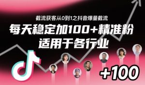 截流获客从0到1之抖音爆量截流,每天稳定加100+精准粉,适用于各行业-宝藏屋创业网