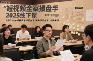 短视频全案操盘手2025线下课,全部实战一线操盘手经验分享,毫无保留分享,全是干货-宝藏屋创业网