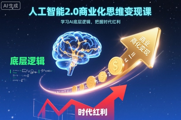 人工智能2.0商业化思维变现课，学习AI底层逻辑，把握时代红利-宝藏屋创业网