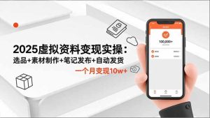 2025虚拟资料变现实操:选品+素材制作+笔记发布+自动发货,一个月变现10w+-宝藏屋创业网