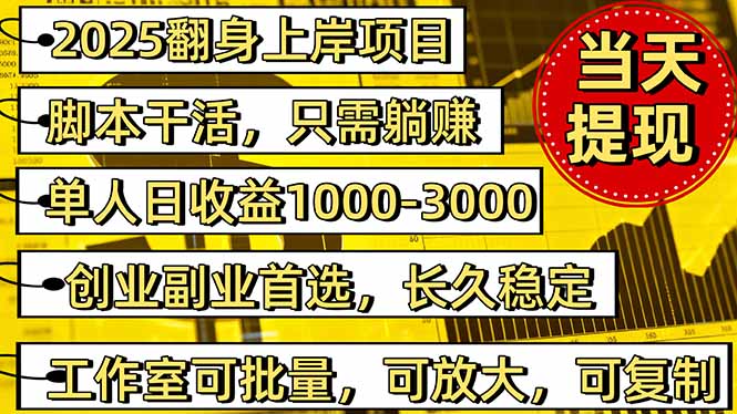 2025翻身上岸项目脚本干活，内部客户经理内部开号，单人日收益1000-300…-宝藏屋创业网