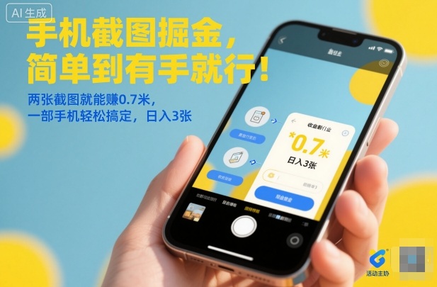 手机截图掘金，简单到有手就行！两张截图就能賺0.7米，一部手机轻松搞定，日入3张【揭秘】-宝藏屋创业网