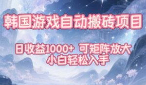 韩国游戏自动搬砖项目，日收益1k+，可矩阵放大，小白轻松入手【揭秘】-宝藏屋创业网