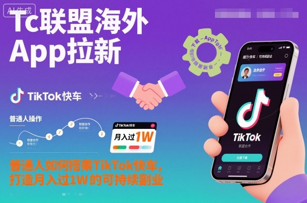 Tc联盟海外App拉新：普通人如何搭乘TikTok快车，打造月入过1W的可持续副业-宝藏屋创业网
