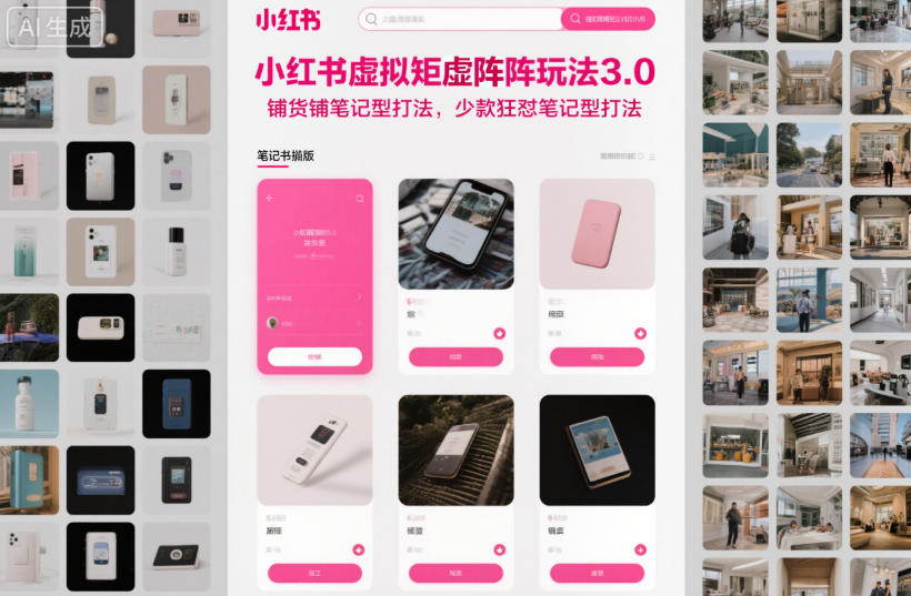 小红书虚拟矩阵玩法3.0，铺货铺笔记型打法，少款狂怼笔记型打法-宝藏屋创业网