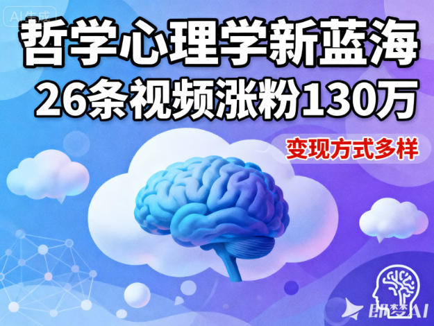 短视频新蓝海，哲学心理学赛道，26条视频涨粉130W，变现方式多样-宝藏屋创业网
