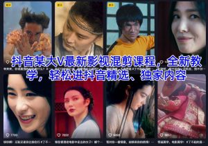 抖音某大V最新影视混剪课程，全新教学，轻松进抖音精选、独家内容-宝藏屋创业网