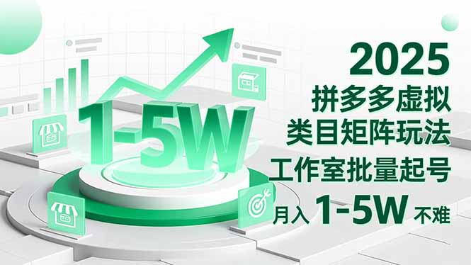 2025 拼多多虚拟类目矩阵玩法，工作室批量起号，月入 1-5W 不难-宝藏屋创业网