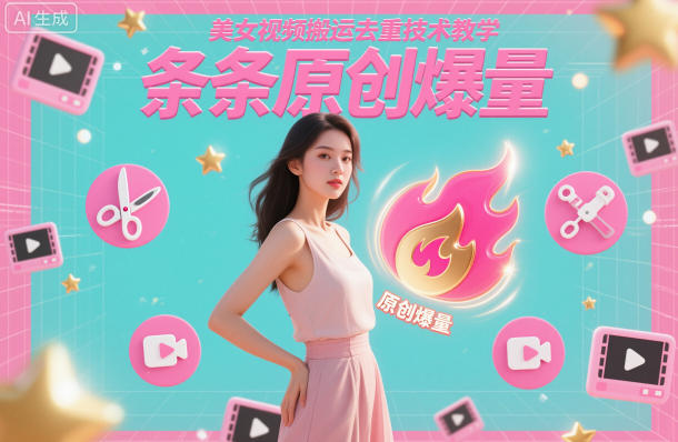 美女视频搬运去重技术教学，条条原创爆量-宝藏屋创业网