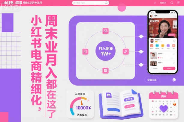 小红书电商精细化运营全流程，周末副业月入1W+，全套方法都在这了-宝藏屋创业网