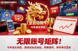 无限账号矩阵！今年龙头项目，游戏试玩全自动，简单操作，单号单日5张-宝藏屋创业网