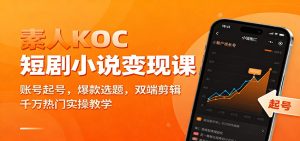 素人KOC短剧小说变现课:账号起号,爆款选题,双端剪辑,千万热门实操教学-宝藏屋创业网