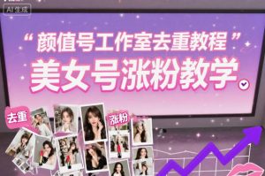颜值号工作室去重教程,美女号涨粉教学-宝藏屋创业网