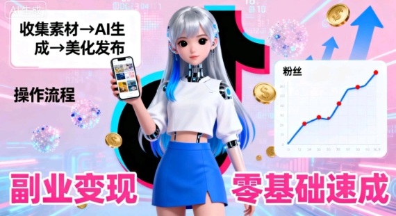 副业拆解：抖音新风口，靠AI美女图日引500粉，无需拍摄、不用真人-宝藏屋创业网