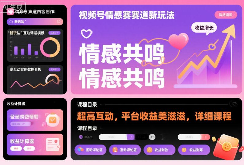 视频号情感赛道新玩法，超高互动，平台收益美滋滋，详细课程-宝藏屋创业网