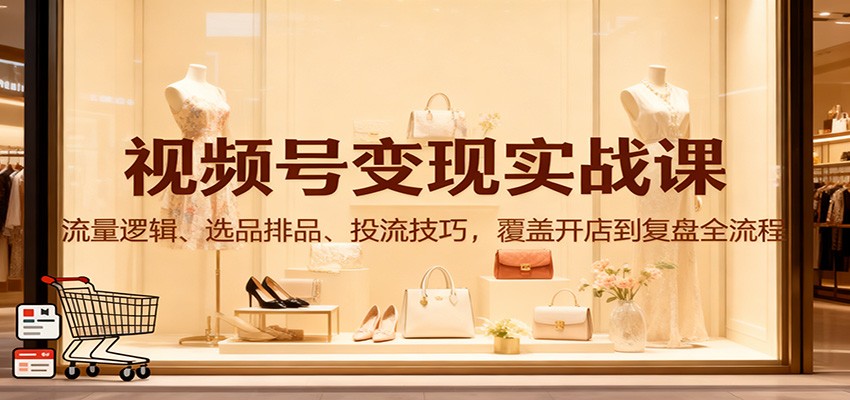 视频号变现实战课：流量逻辑、选品排品、投流技巧，覆盖开店到复盘全流程-宝藏屋创业网