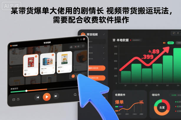 某带货爆单大佬用的剧情长视频带货搬运玩法，需要配合收费软件操作-宝藏屋创业网