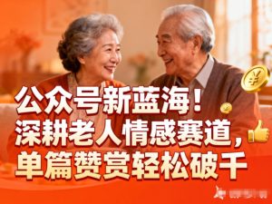 公众号新蓝海!深耕老人情感赛道,单篇赞赏轻松破1k-宝藏屋创业网