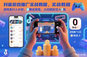 抖音游戏推广实战教程,游戏发行人计划,0粉丝变现,小白轻松日入3张-宝藏屋创业网