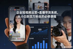 企业短视频运营+直播带货系统,从小白到百万粉丝的必修课程-宝藏屋创业网